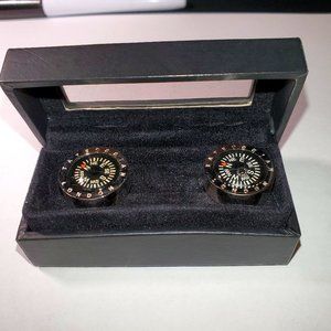 Tateossian Working Compass Cufflinks—Sliver Tone
